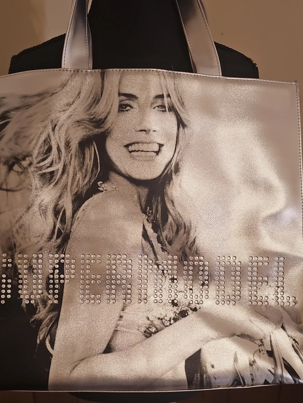 Victoria’s Secret Silver Metallic Rhinestone Logo Tote Bag NWOT